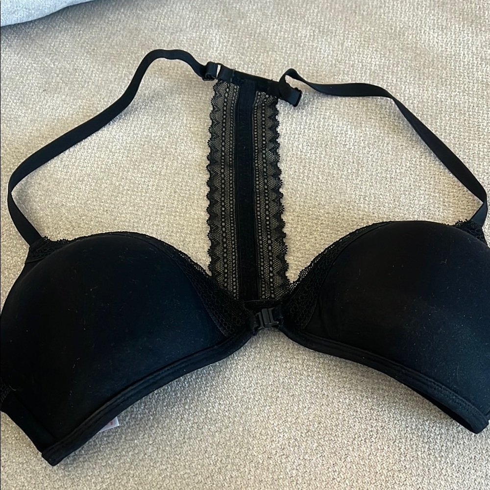 Xhilaration Black Front Close Bra with Lace details